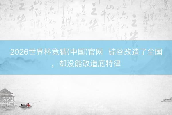 2026世界杯竞猜(中国)官网 硅谷改造了全国,却没能改造底特律