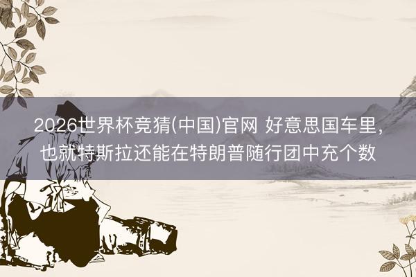 2026世界杯竞猜(中国)官网 好意思国车里，也就特斯拉还能在特朗普随行团中充个数