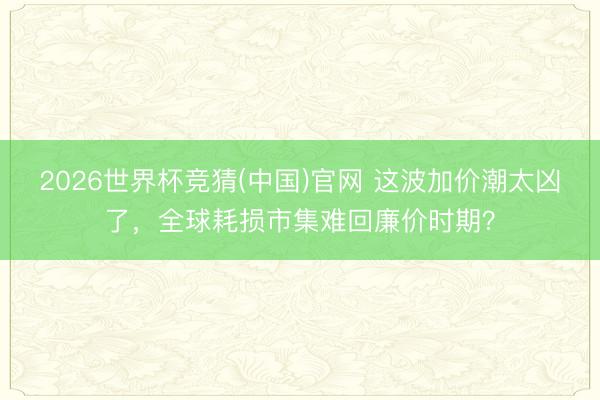 2026世界杯竞猜(中国)官网 这波加价潮太凶了，全球耗损市集难回廉价时期？