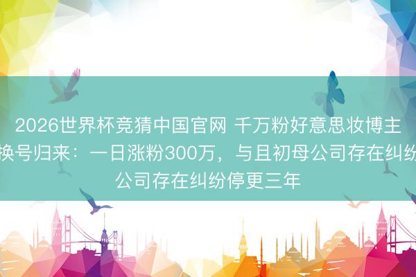 2026世界杯竞猜中国官网 千万粉好意思妆博主“程十安”换号归来:一日涨粉300万,与且初母公司存在纠纷停更三年