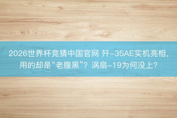 2026世界杯竞猜中国官网 歼-35AE实机亮相，用的却是“老腹黑”？涡扇-19为何没上？
