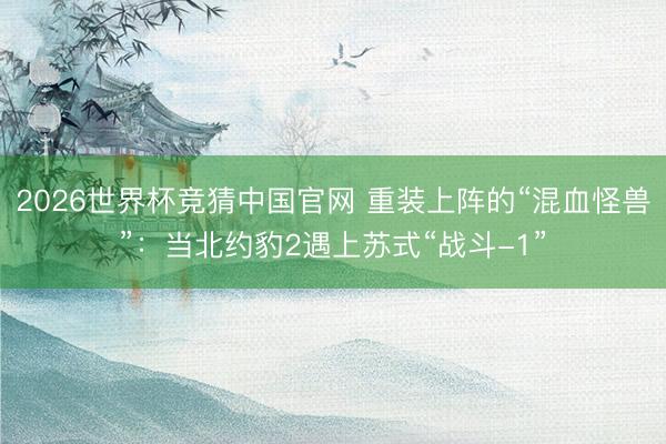 2026世界杯竞猜中国官网 重装上阵的“混血怪兽”:当北约豹2遇上苏式“战斗-1”