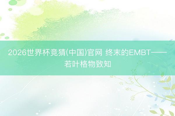 2026世界杯竞猜(中国)官网 终末的EMBT——若叶格物致知