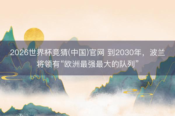 2026世界杯竞猜(中国)官网 到2030年，波兰将领有“欧洲最强最大的队列”