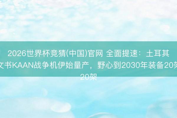 2026世界杯竞猜(中国)官网 全面提速：土耳其文书KAAN战争机伊始量产，野心到2030年装备20架