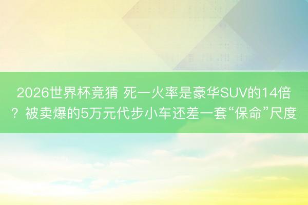 2026世界杯竞猜 死一火率是豪华SUV的14倍？被卖爆的5万元代步小车还差一套“保命”尺度
