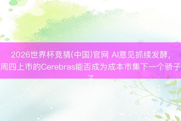 2026世界杯竞猜(中国)官网 AI意见抓续发酵，周四上市的Cerebras能否成为成本市集下一个骄子