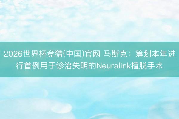 2026世界杯竞猜(中国)官网 马斯克：筹划本年进行首例用于诊治失明的Neuralink植脱手术