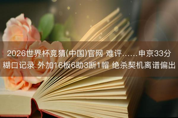 2026世界杯竞猜(中国)官网 难评……申京33分糊口记录 外加16板6助3断1帽 绝杀契机离谱偏出