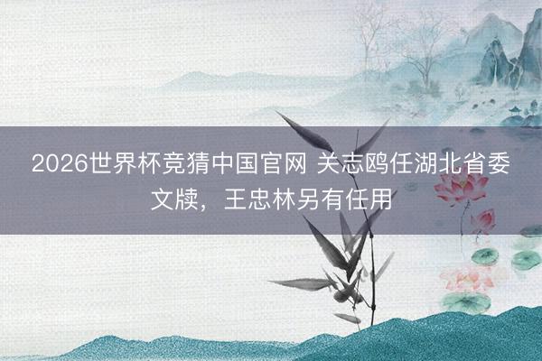 2026世界杯竞猜中国官网 关志鸥任湖北省委文牍,王忠林另有任用