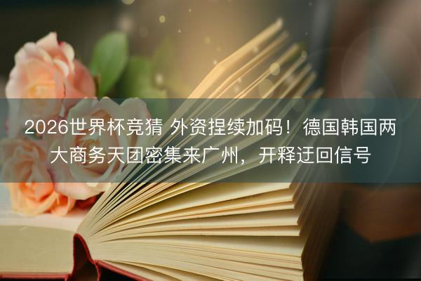 2026世界杯竞猜 外资捏续加码！德国韩国两大商务天团密集来广州，开释迂回信号