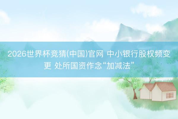 2026世界杯竞猜(中国)官网 中小银行股权频变更 处所国资作念“加减法”