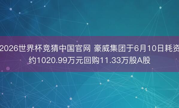 2026世界杯竞猜中国官网 豪威集团于6月10日耗资约1020.99万元回购11.33万股A股