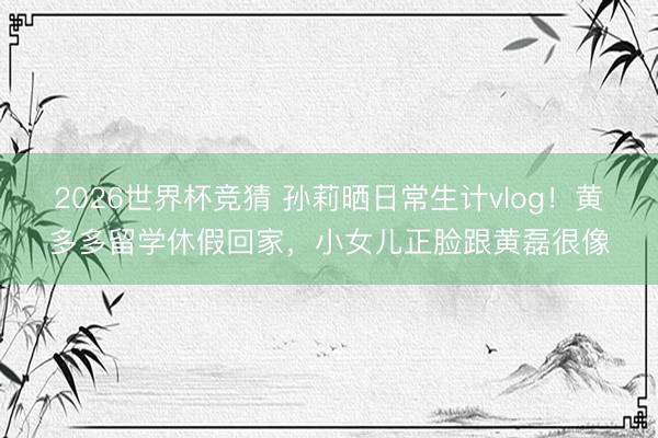 2026世界杯竞猜 孙莉晒日常生计vlog！黄多多留学休假回家，小女儿正脸跟黄磊很像