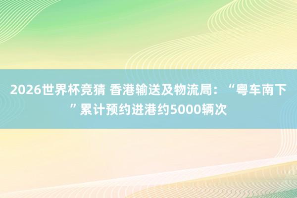 2026世界杯竞猜 香港输送及物流局：“粤车南下”累计预约进港约5000辆次